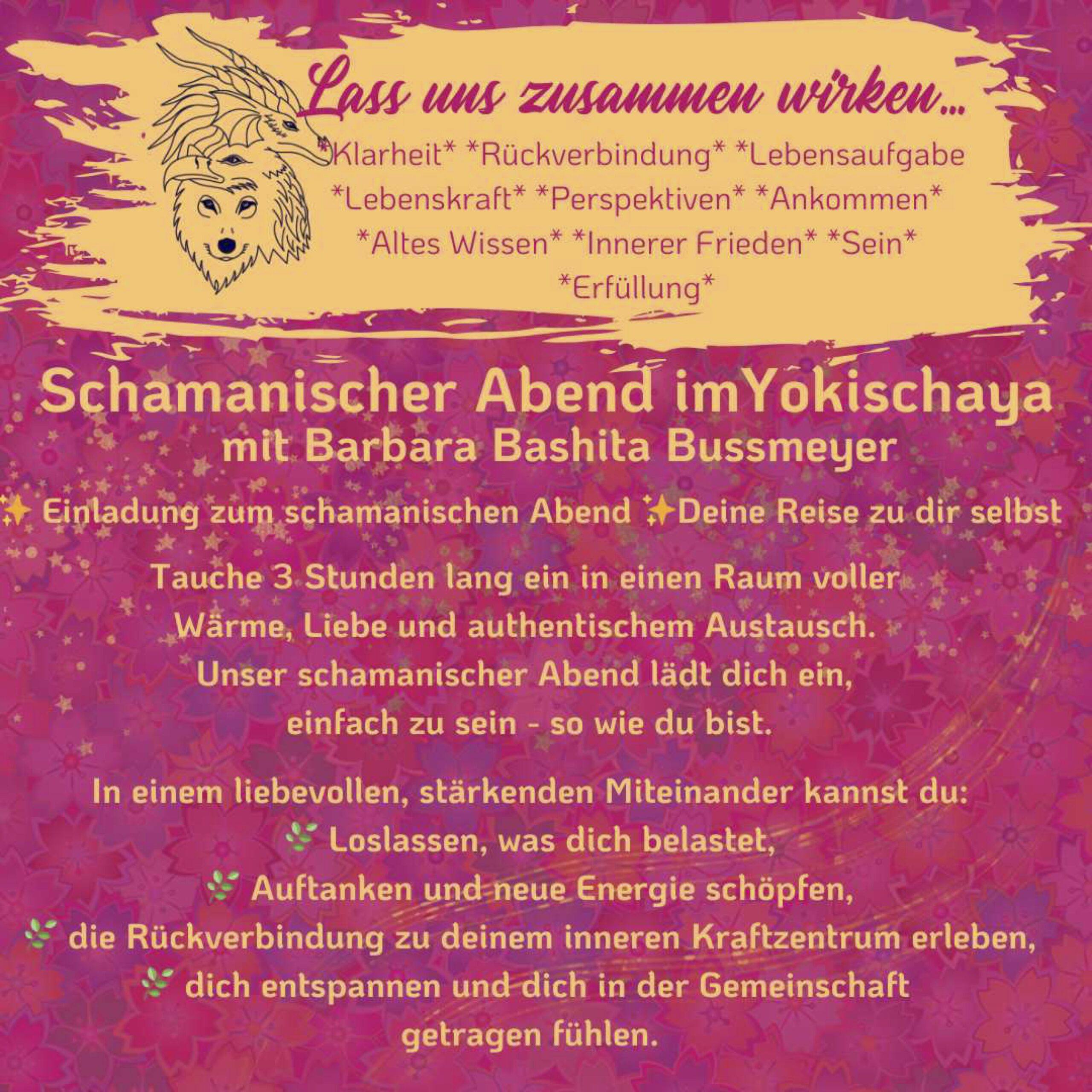 Einladung zum Schamanischen Abend im Yokischaya mit Barbara Bashita Bussmeyer